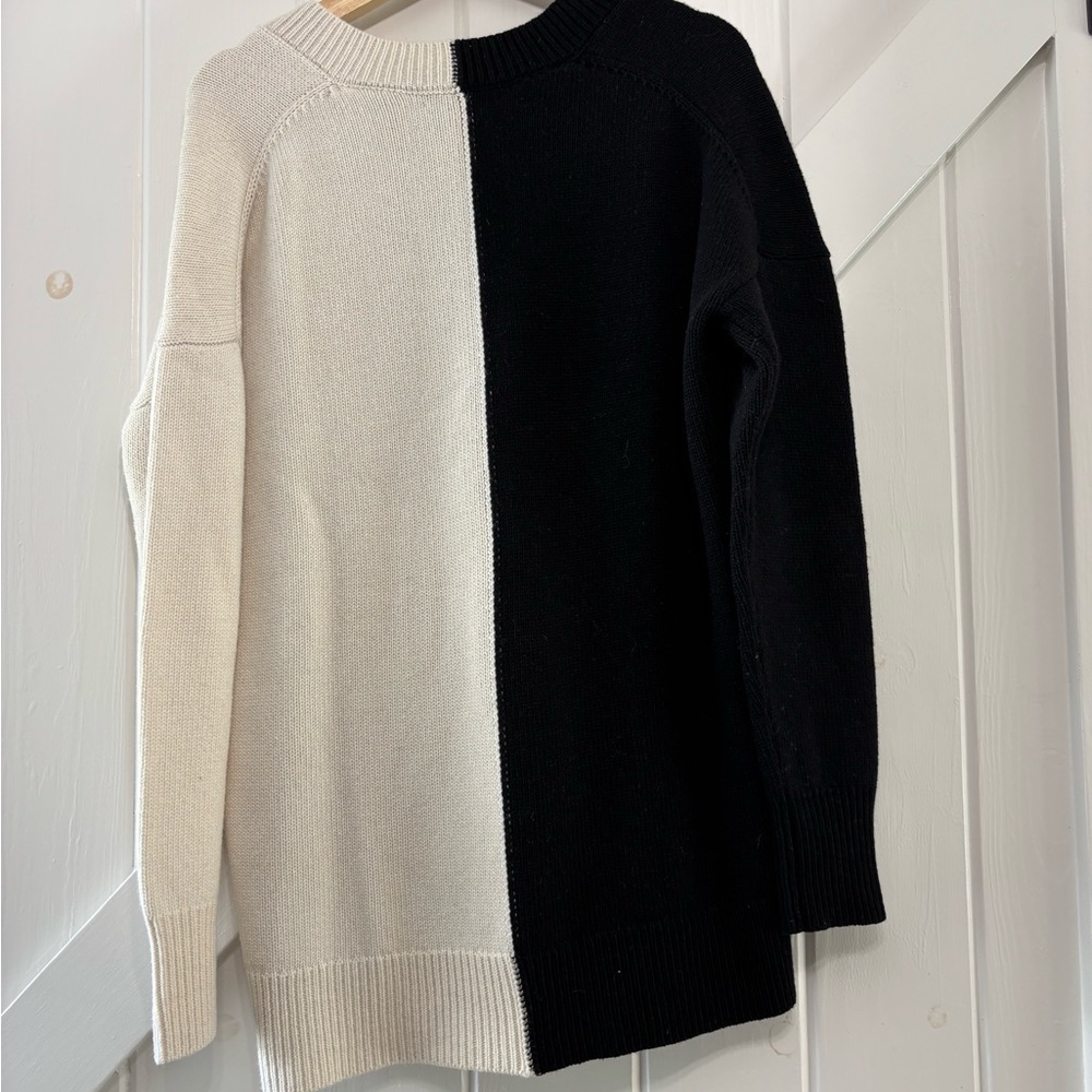 Pearl by Lela Rose Black Cream Yin Yang Wool Cashmere Blend oversized sweater S - Picture 4 of 10